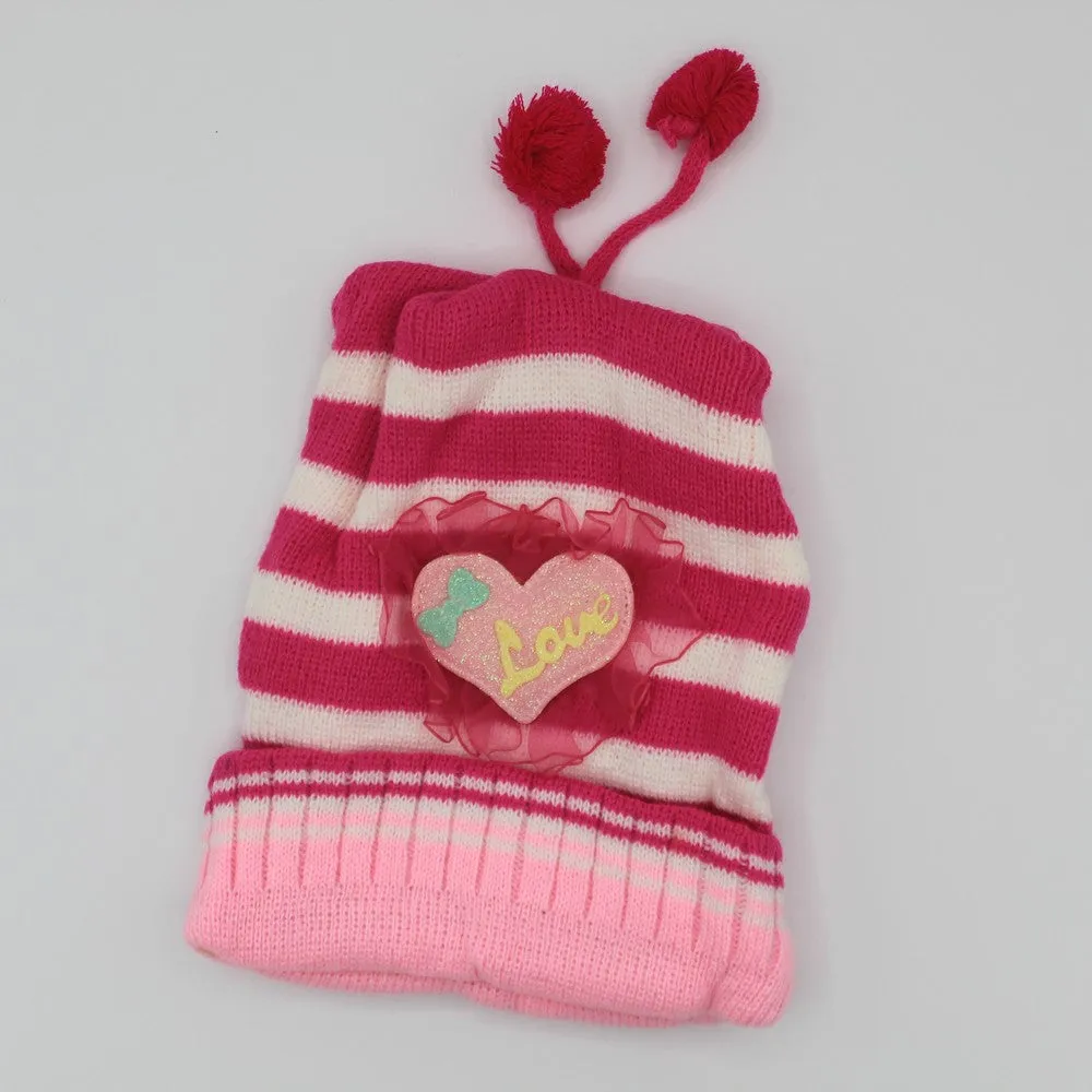 1Pc Cutest Baby Love Heart Winter Warm Woolen Cap for 0-18 Months