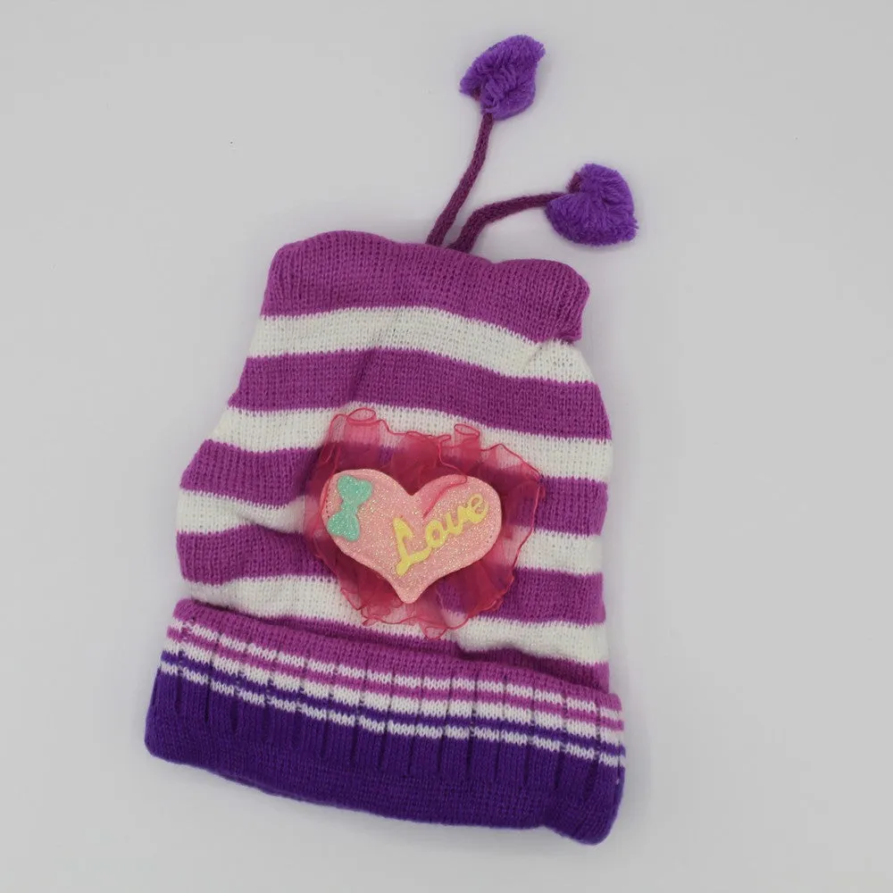 1Pc Cutest Baby Love Heart Winter Warm Woolen Cap for 0-18 Months