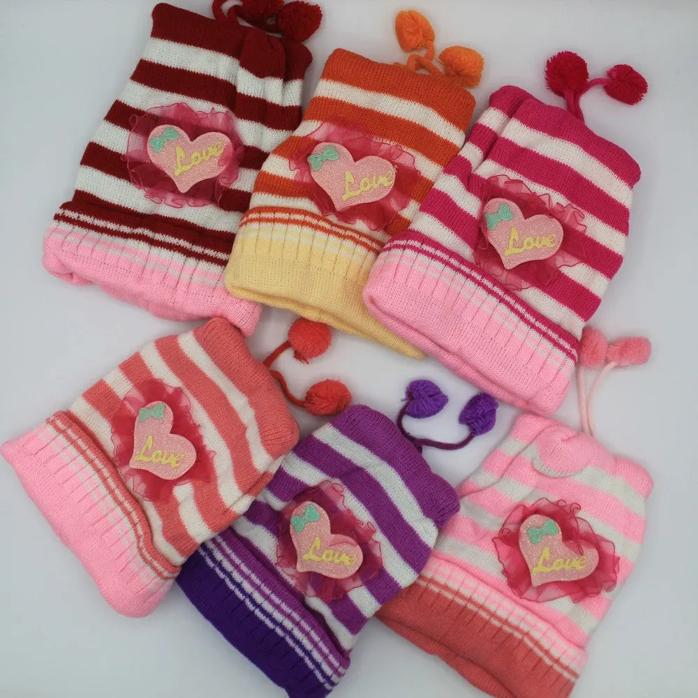 1Pc Cutest Baby Love Heart Winter Warm Woolen Cap for 0-18 Months