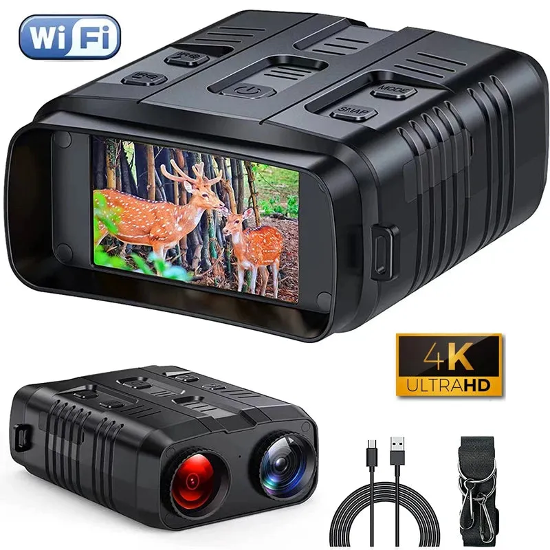 4K Wifi Digital Night Vision Binoculars Device Infrared Night Vision Goggles 3'' Large Screen Full Dark 300m For Hunting Camping