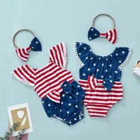 4th of July Baby Bow Romper & Headband