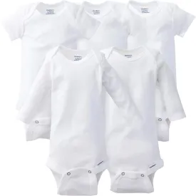 5-Piece White Assorted Long & Short-Sleeve Onesies® Bodysuits