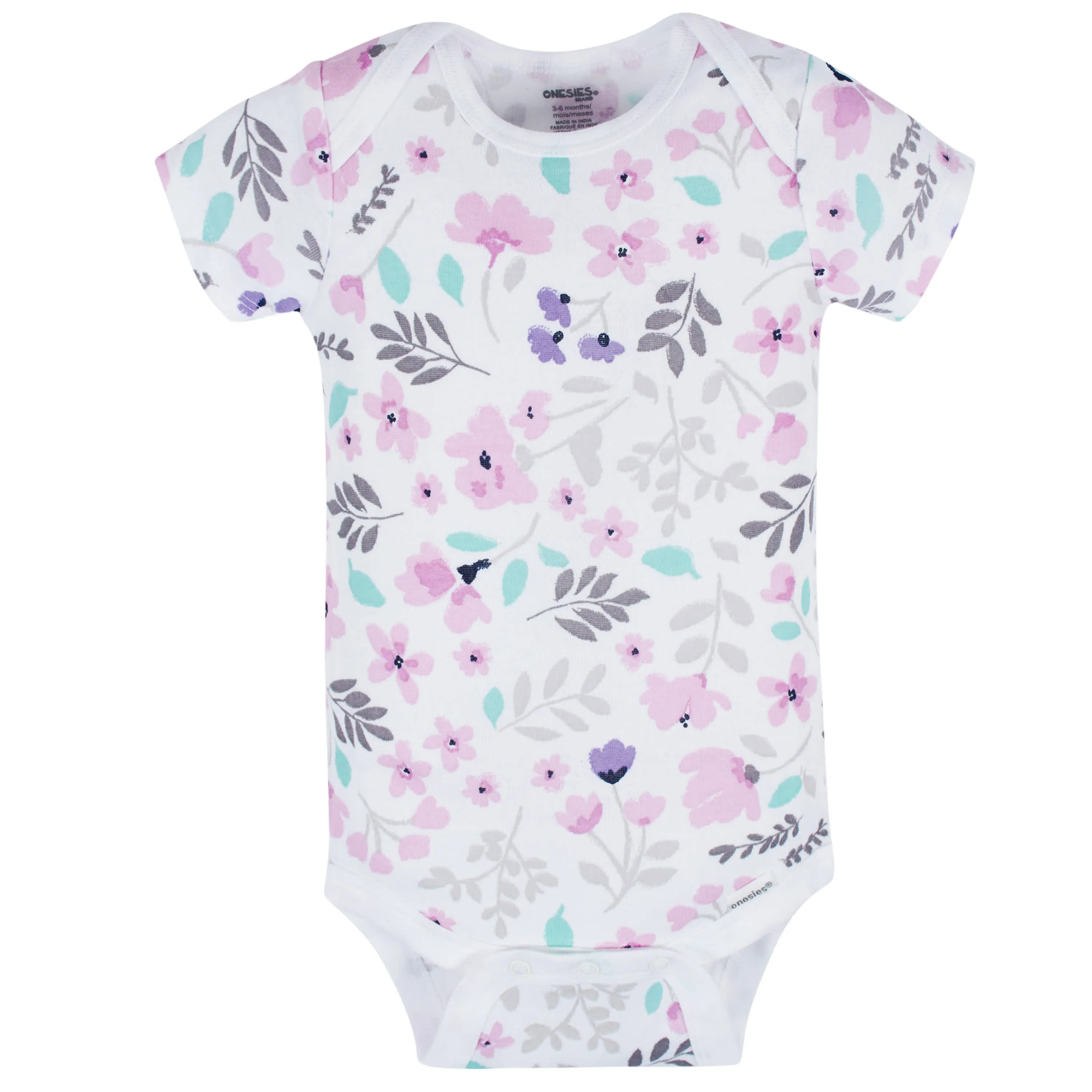 8-Pack Baby Girls Rainbow Floral Short Sleeve Onesies® Bodysuits