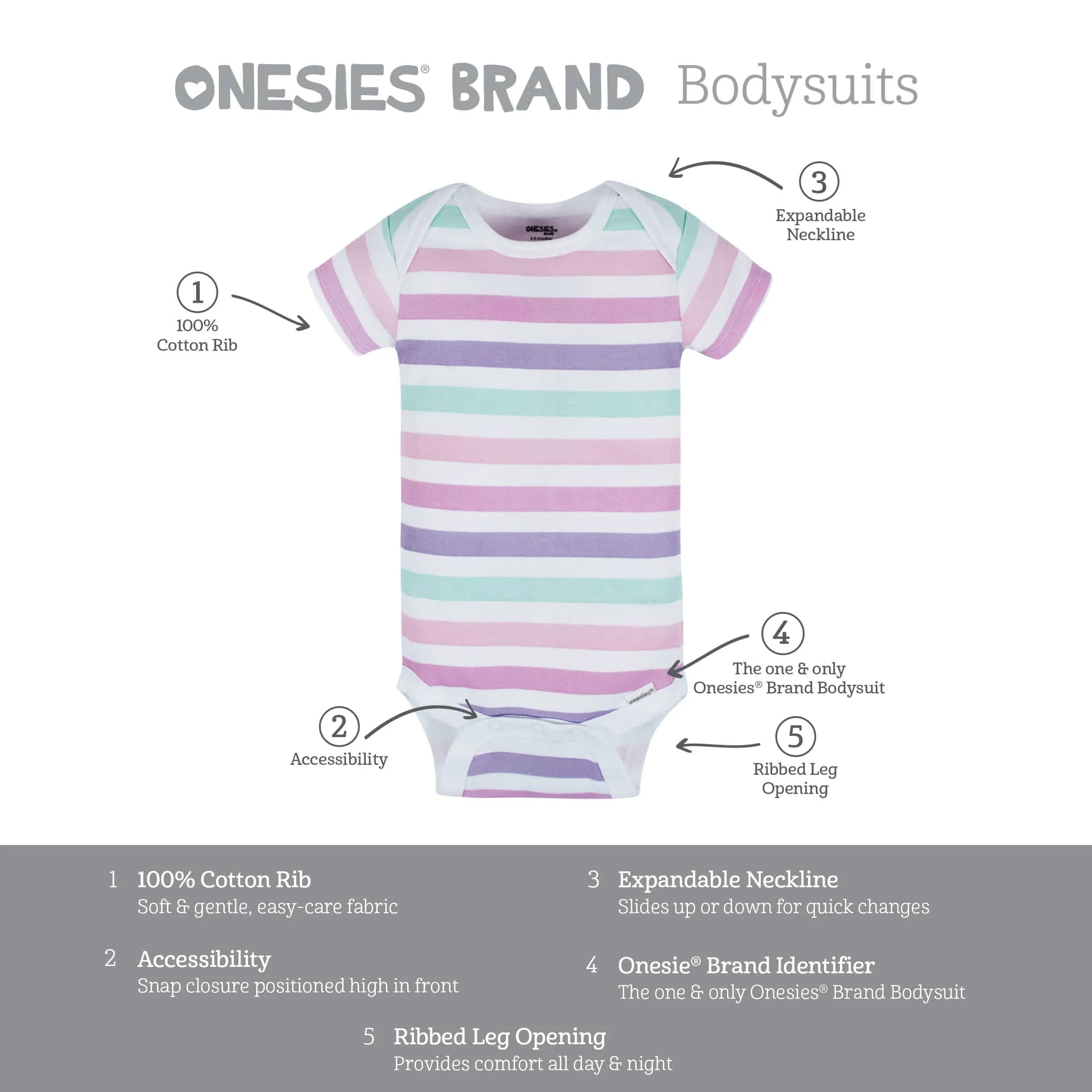 8-Pack Baby Girls Rainbow Floral Short Sleeve Onesies® Bodysuits