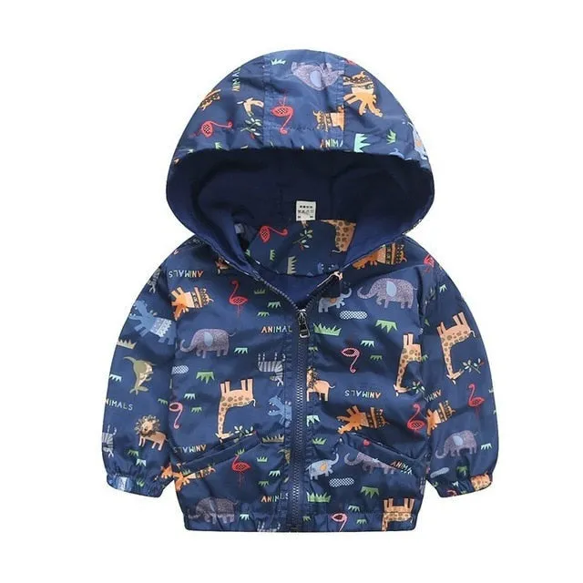 80-120cm Cute Dinosaur Spring Children Coat Autumn Kids Jacket Boys Outerwear Coats Active Boy Windbreaker Baby Clothes Clothing