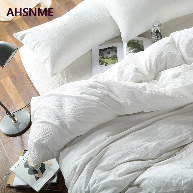 AHSNME 100% Cotton bed linen Super Soft Bedclothes Bedcover Cool Summer White Duvet Cover comforter bedding sets