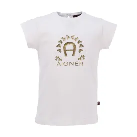 Aigner Kids Logo Print White T-Shirt