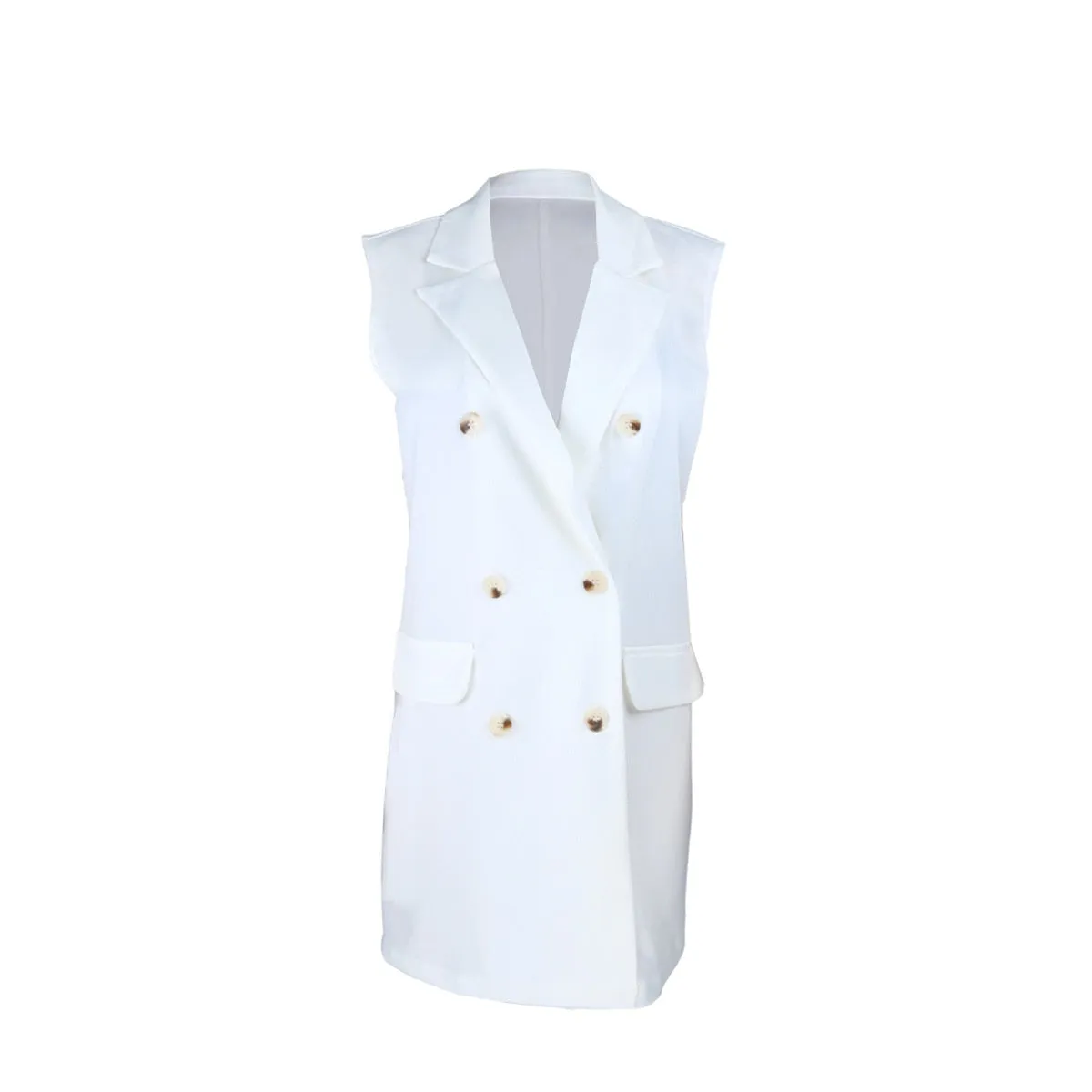 Autumn New Women Blazer White Suit Formal Vest Double Breasted Thin Jacket Female Temperament Commuter Vest Blazer Jacket