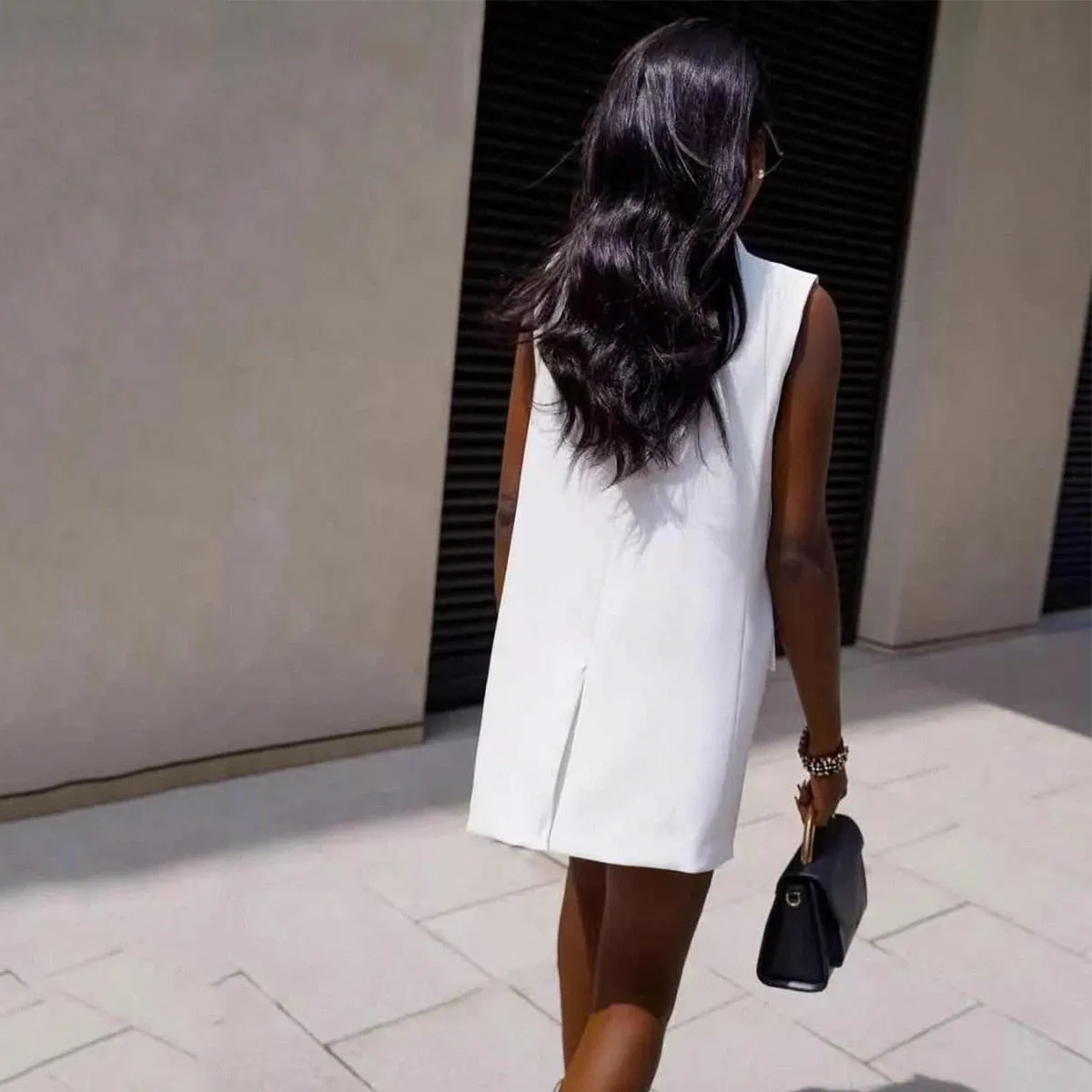 Autumn New Women Blazer White Suit Formal Vest Double Breasted Thin Jacket Female Temperament Commuter Vest Blazer Jacket