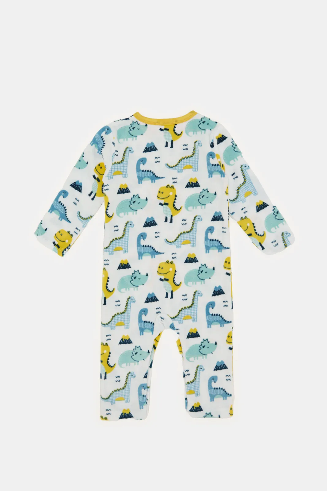 Baby White Printed Button Front Romper
