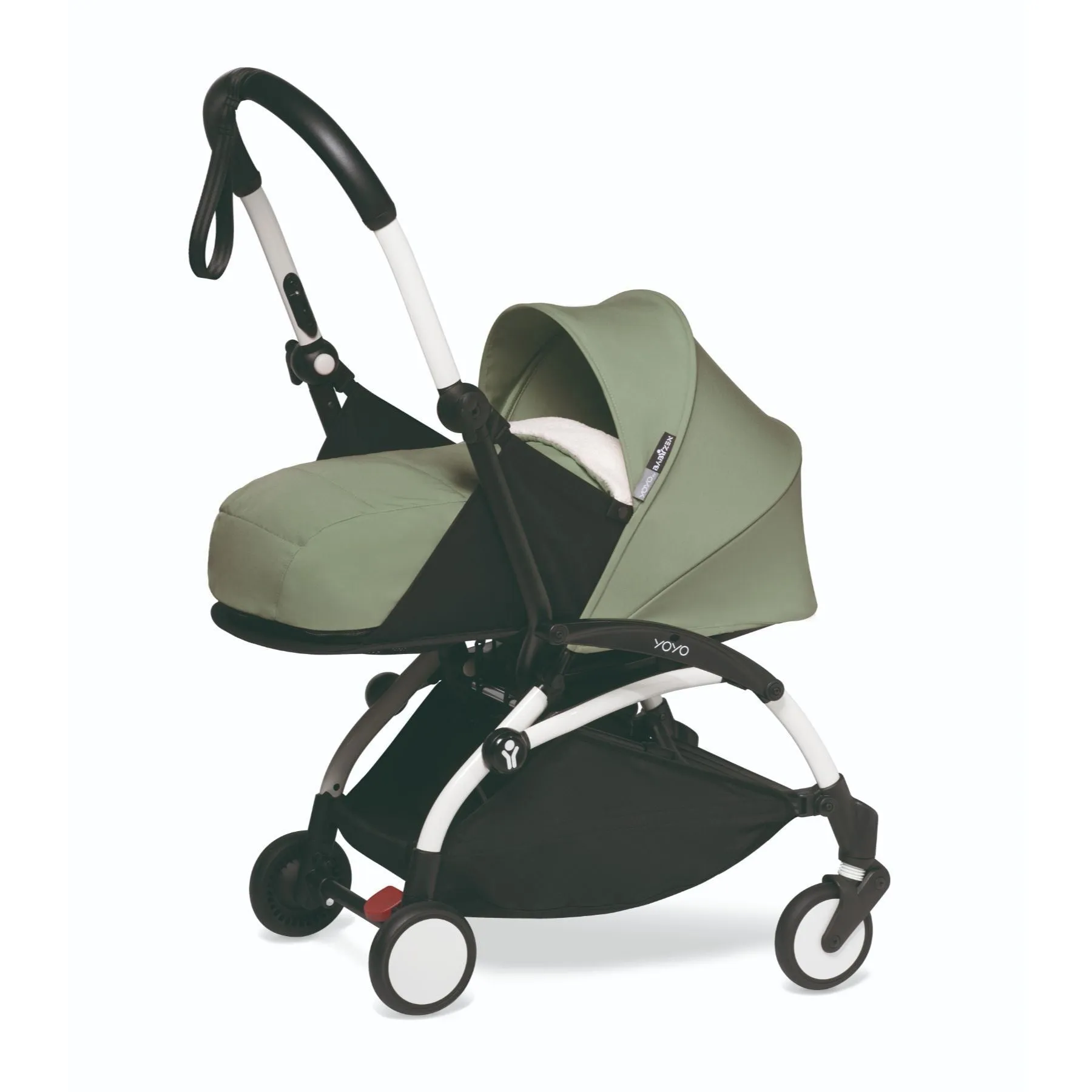 BABYZEN YOYO² Baby Stroller Set - White Frame with Olive 0  Newborn Pack