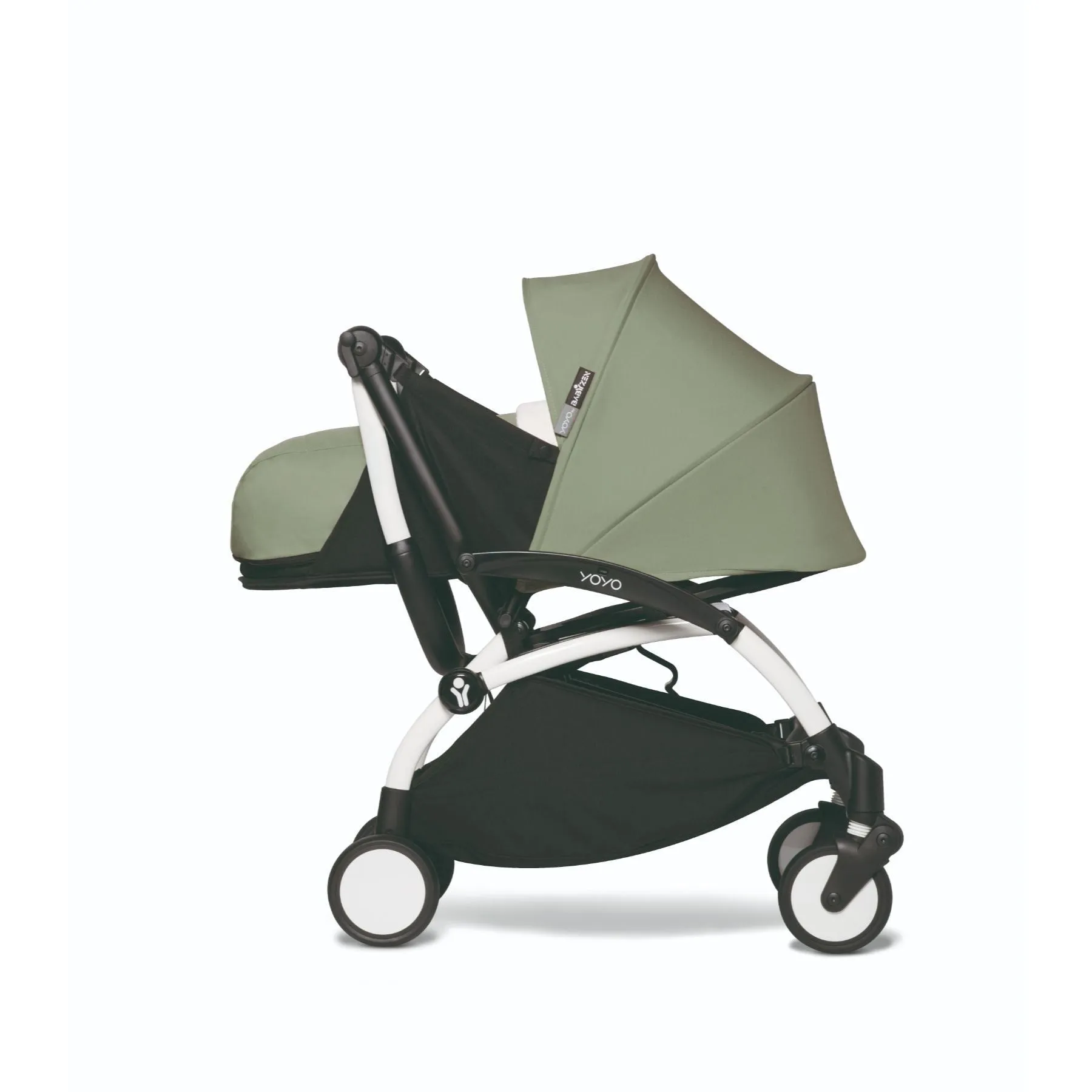 BABYZEN YOYO² Baby Stroller Set - White Frame with Olive 0  Newborn Pack