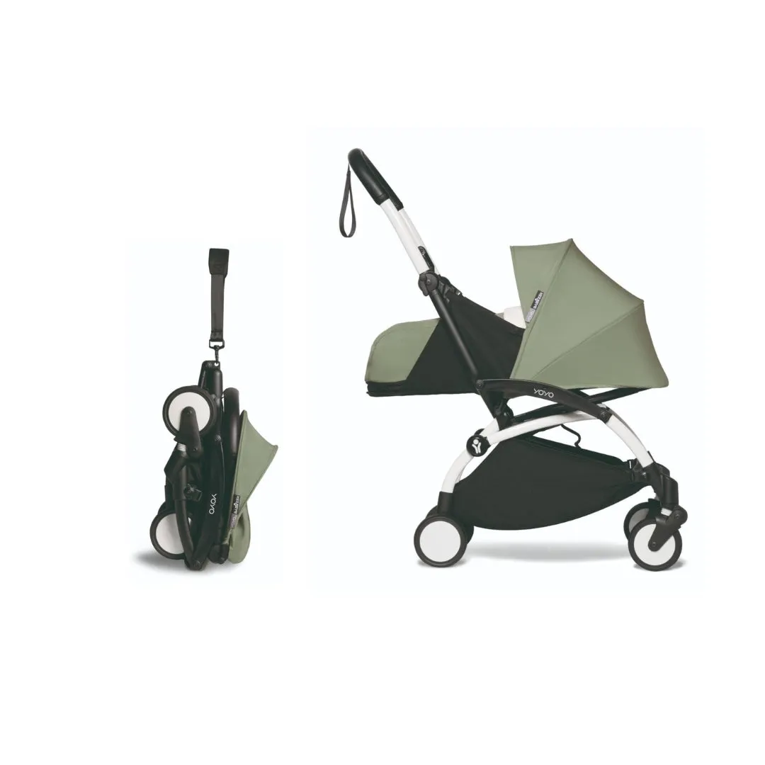 BABYZEN YOYO² Baby Stroller Set - White Frame with Olive 0  Newborn Pack
