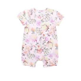 Bebe Tillie Print SS Zip Romper