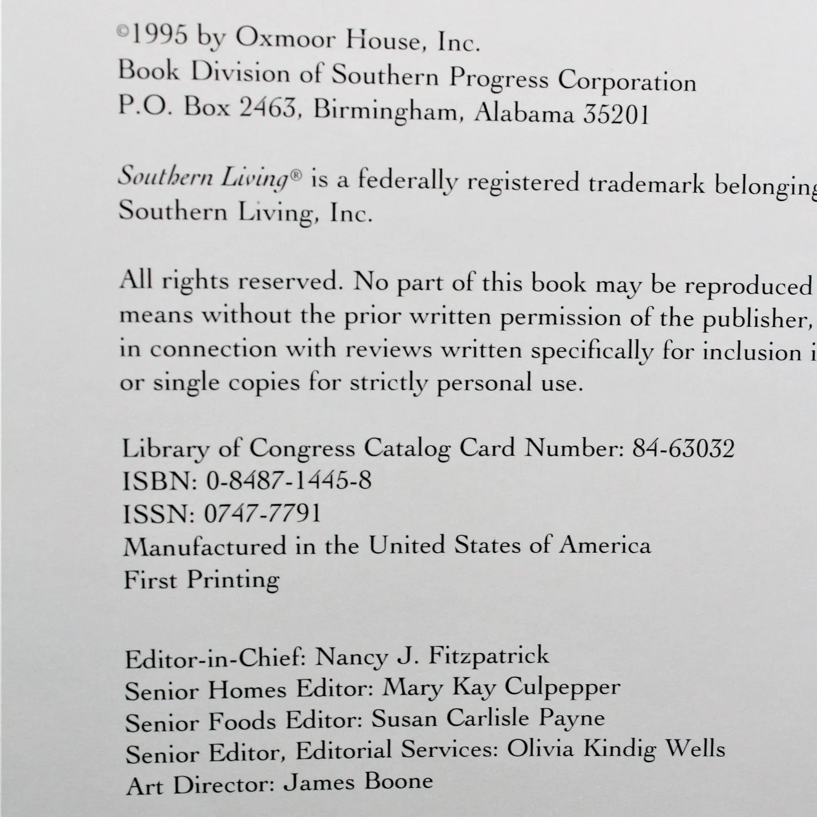 Book, Christmas with Southern Living 1995, Cookbook/Crafts, Hardcover