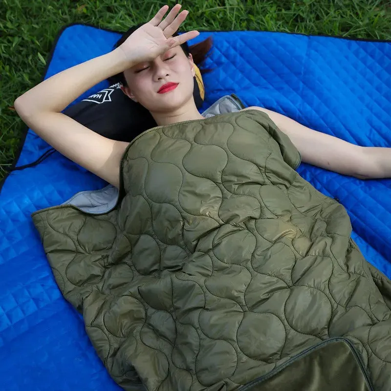 Camping Cloak Sleeping Bag, Wearable Cloak, Car Pillow, Adult Outdoor Cloak, Cold and Warm Blanket