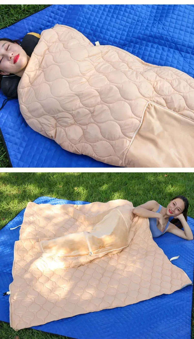 Camping Cloak Sleeping Bag, Wearable Cloak, Car Pillow, Adult Outdoor Cloak, Cold and Warm Blanket
