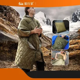 Camping Cloak Sleeping Bag, Wearable Cloak, Car Pillow, Adult Outdoor Cloak, Cold and Warm Blanket