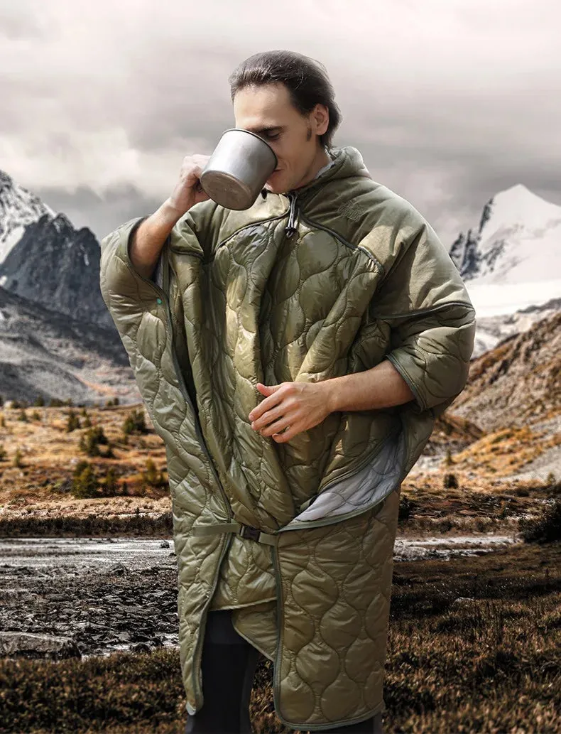 Camping Cloak Sleeping Bag, Wearable Cloak, Car Pillow, Adult Outdoor Cloak, Cold and Warm Blanket