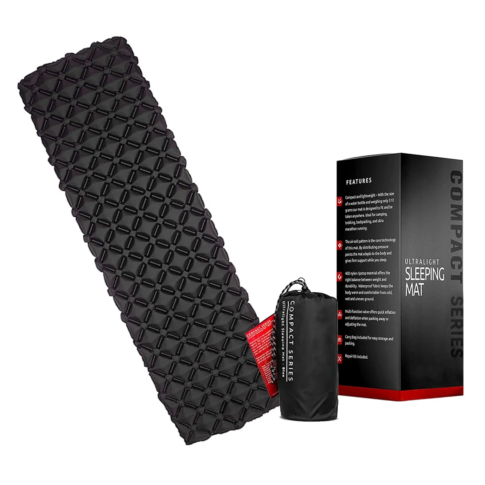 Camping Sleeping Pad Folding Inflatable Sleeping Mat Ultralight Camp Air Mattress With Foot Pump For Camping Accessories