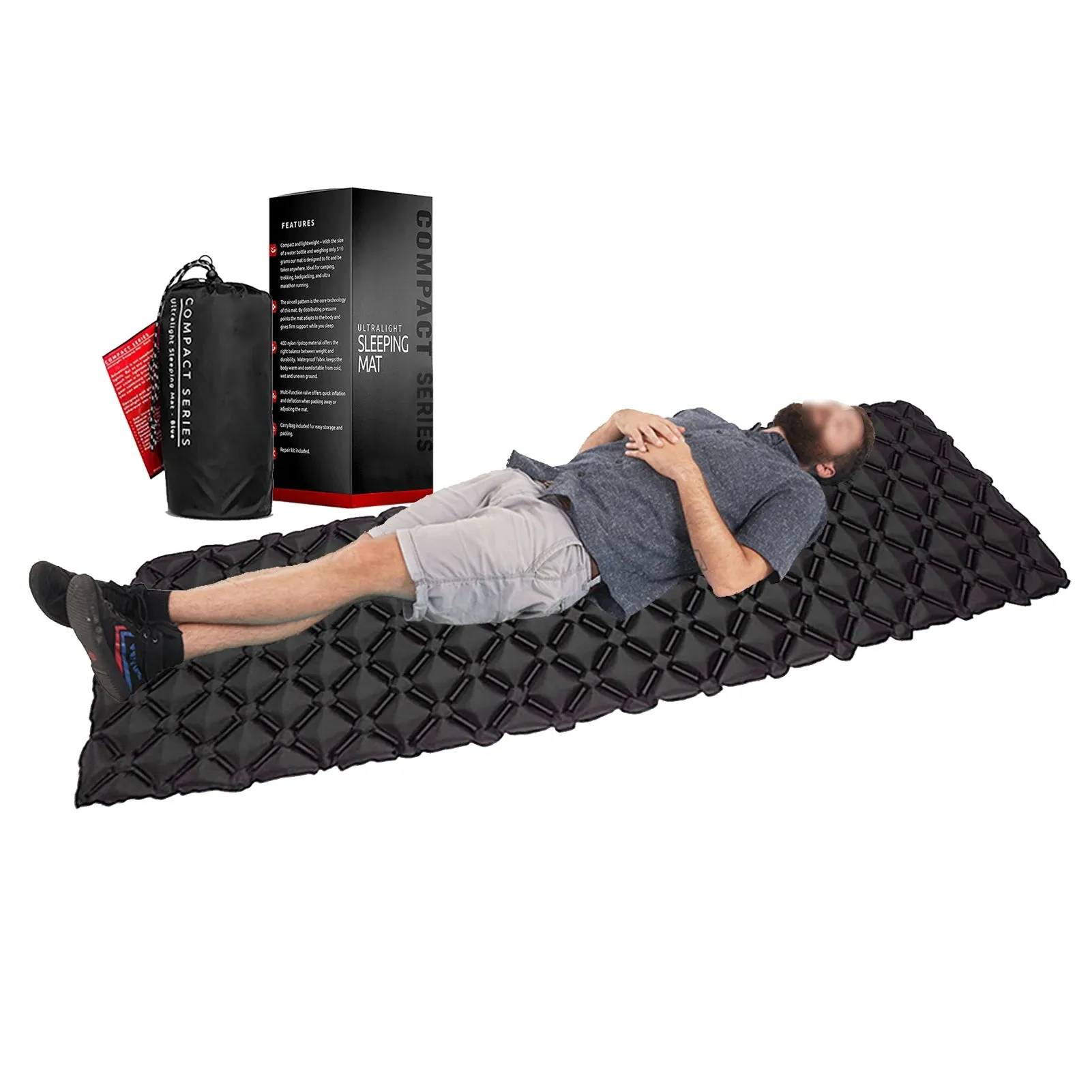 Camping Sleeping Pad Folding Inflatable Sleeping Mat Ultralight Camp Air Mattress With Foot Pump For Camping Accessories