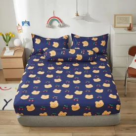 Cartoon Cherry Bear Fitted Bedsheet