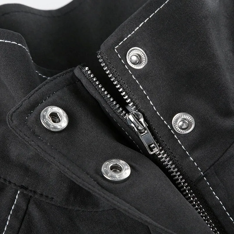 Casual Stand Collar Zip-Up Loose Coat