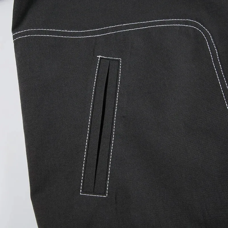 Casual Stand Collar Zip-Up Loose Coat