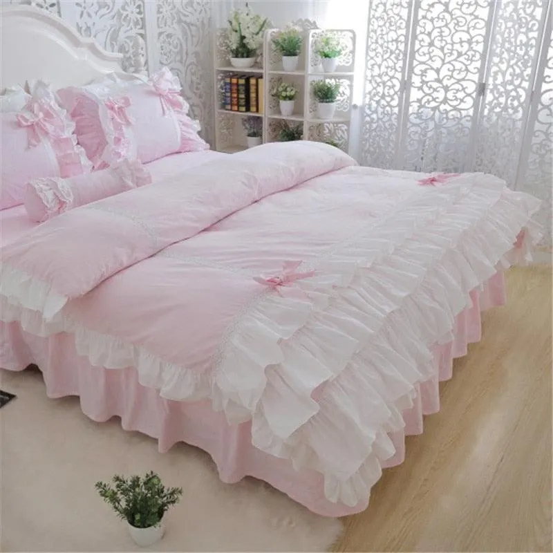 Charming Lace Floral Princess Bedding Set