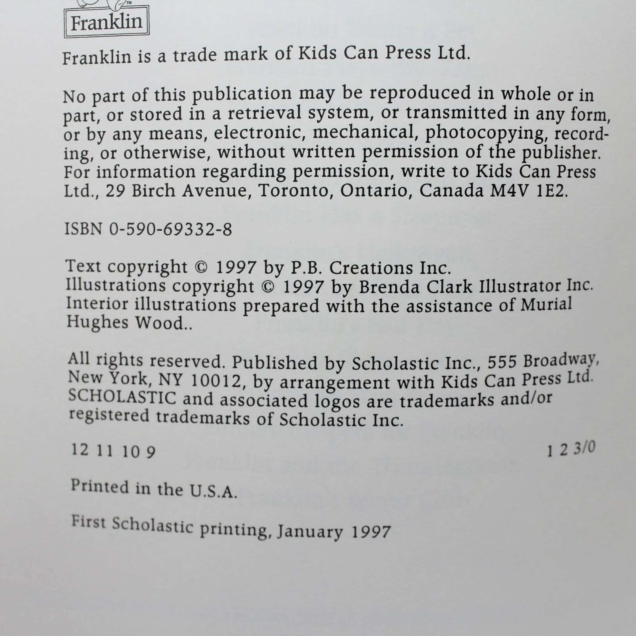 Children's Book, Franklin's Bad Day, Softcover, 1997