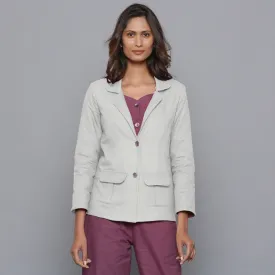 Cloudy Grey Slim Fit Warm Cotton Flannel Blazer
