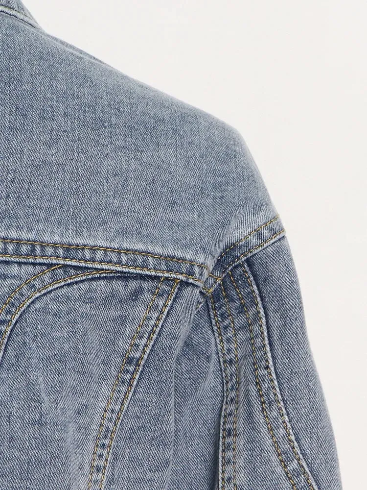 Colorblock Denim Top
