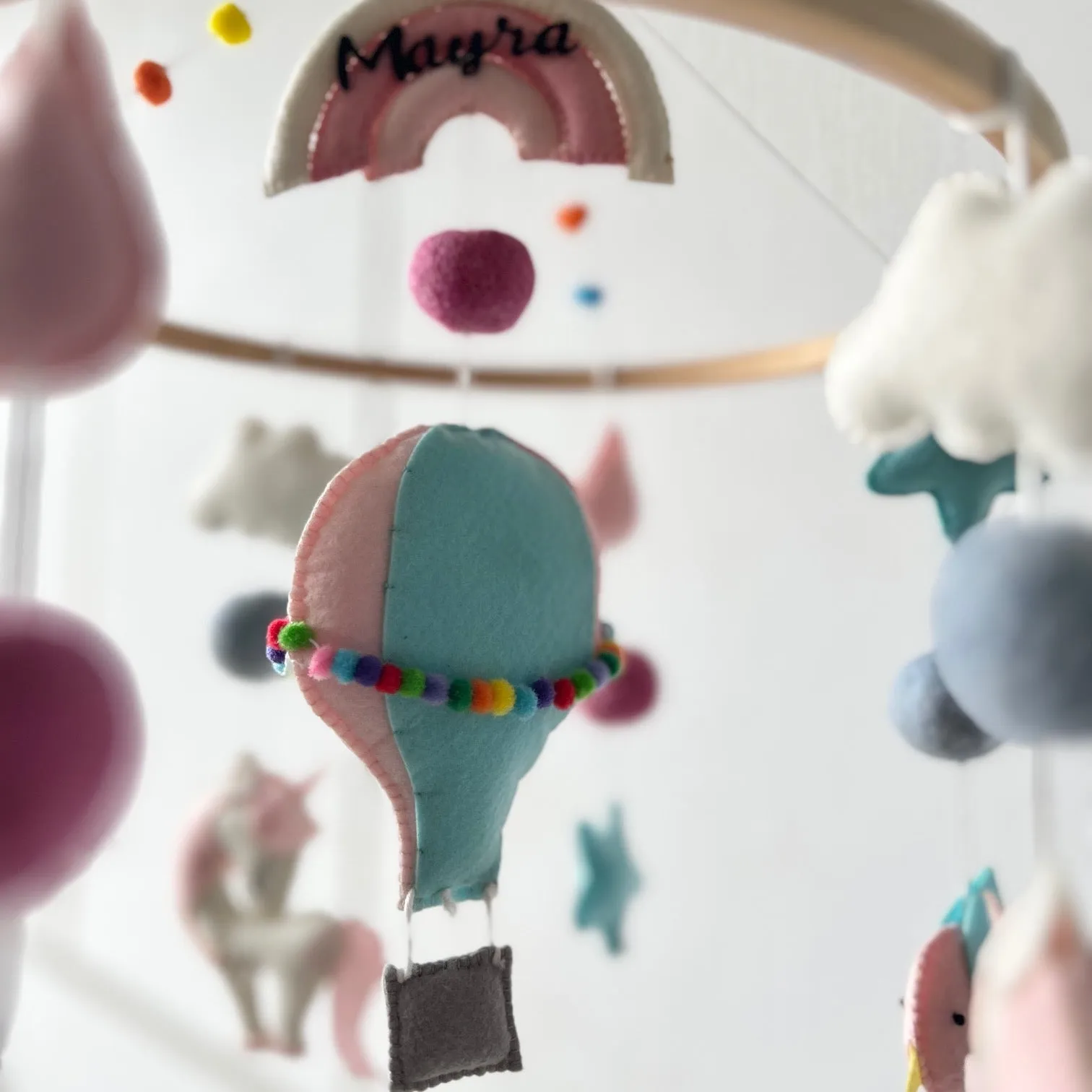 Cot / Crib Mobile - Unicorn's Rainbow Flight