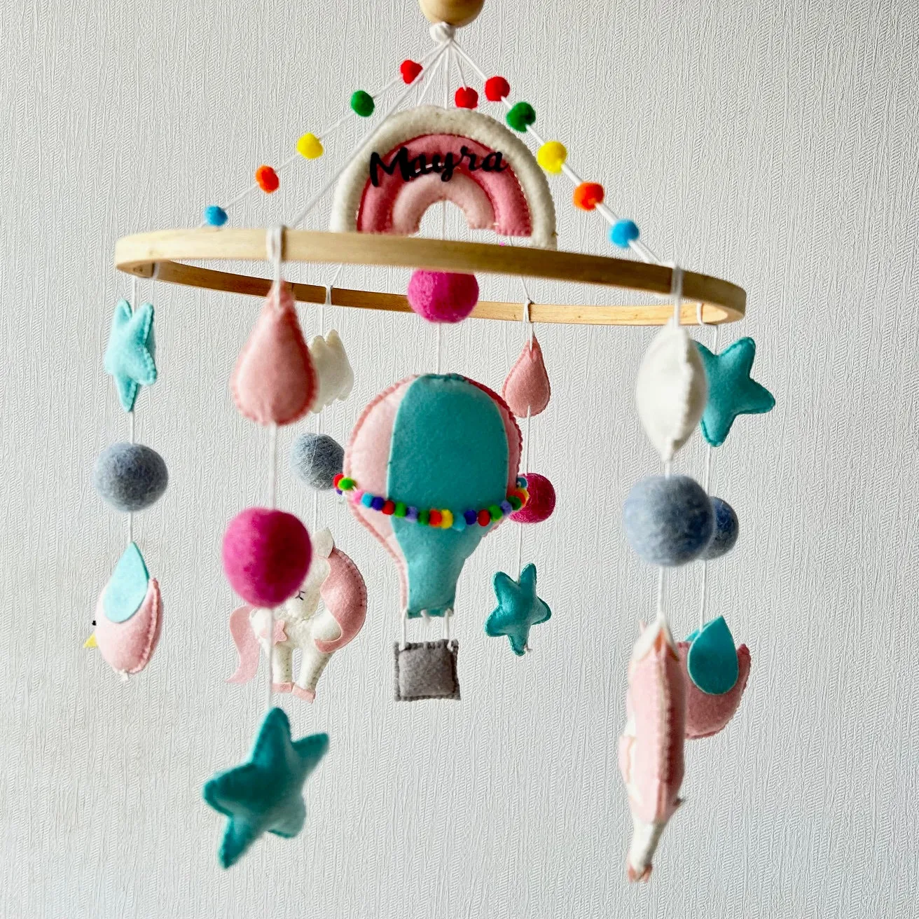 Cot / Crib Mobile - Unicorn's Rainbow Flight