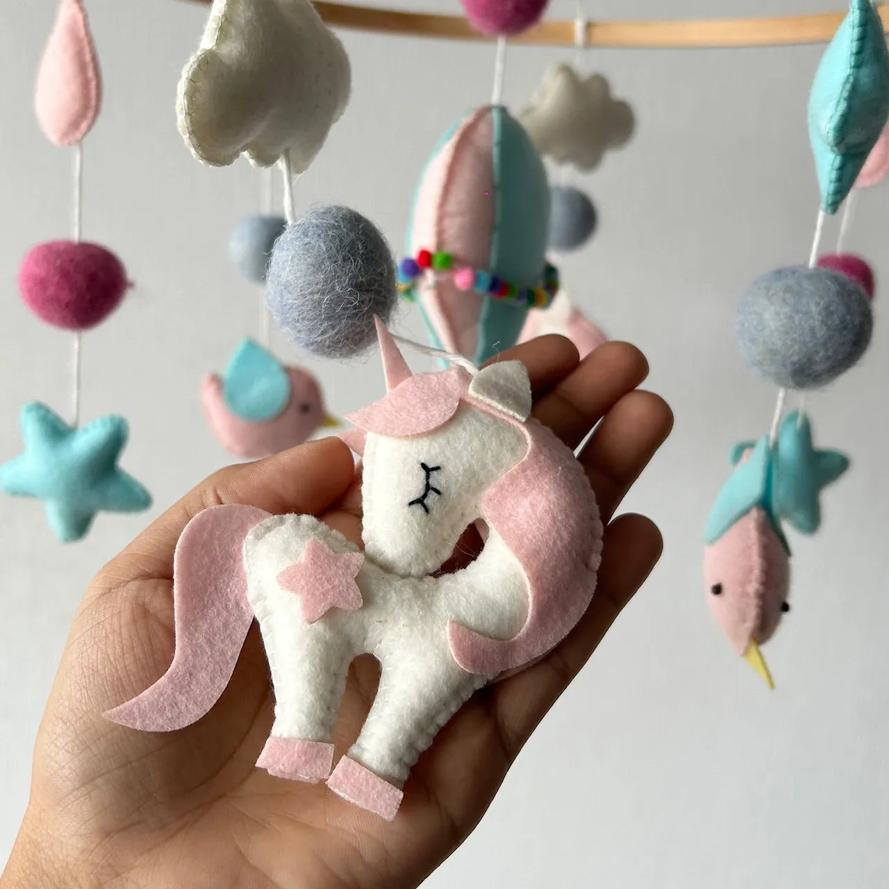 Cot / Crib Mobile - Unicorn's Rainbow Flight