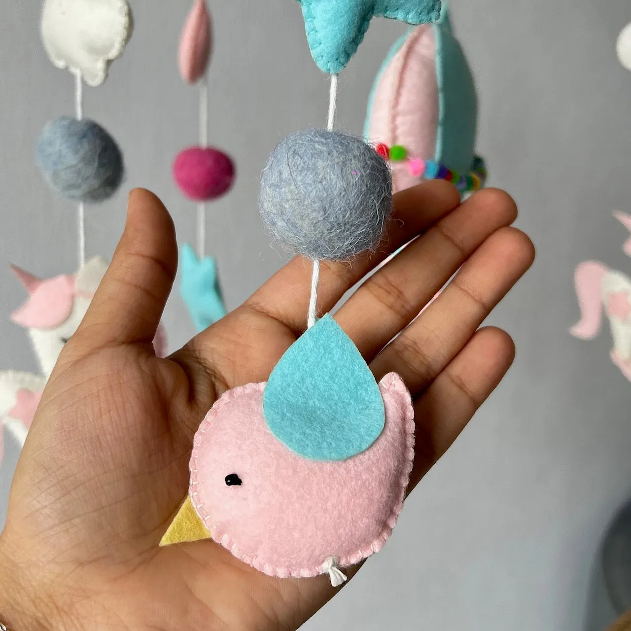 Cot / Crib Mobile - Unicorn's Rainbow Flight