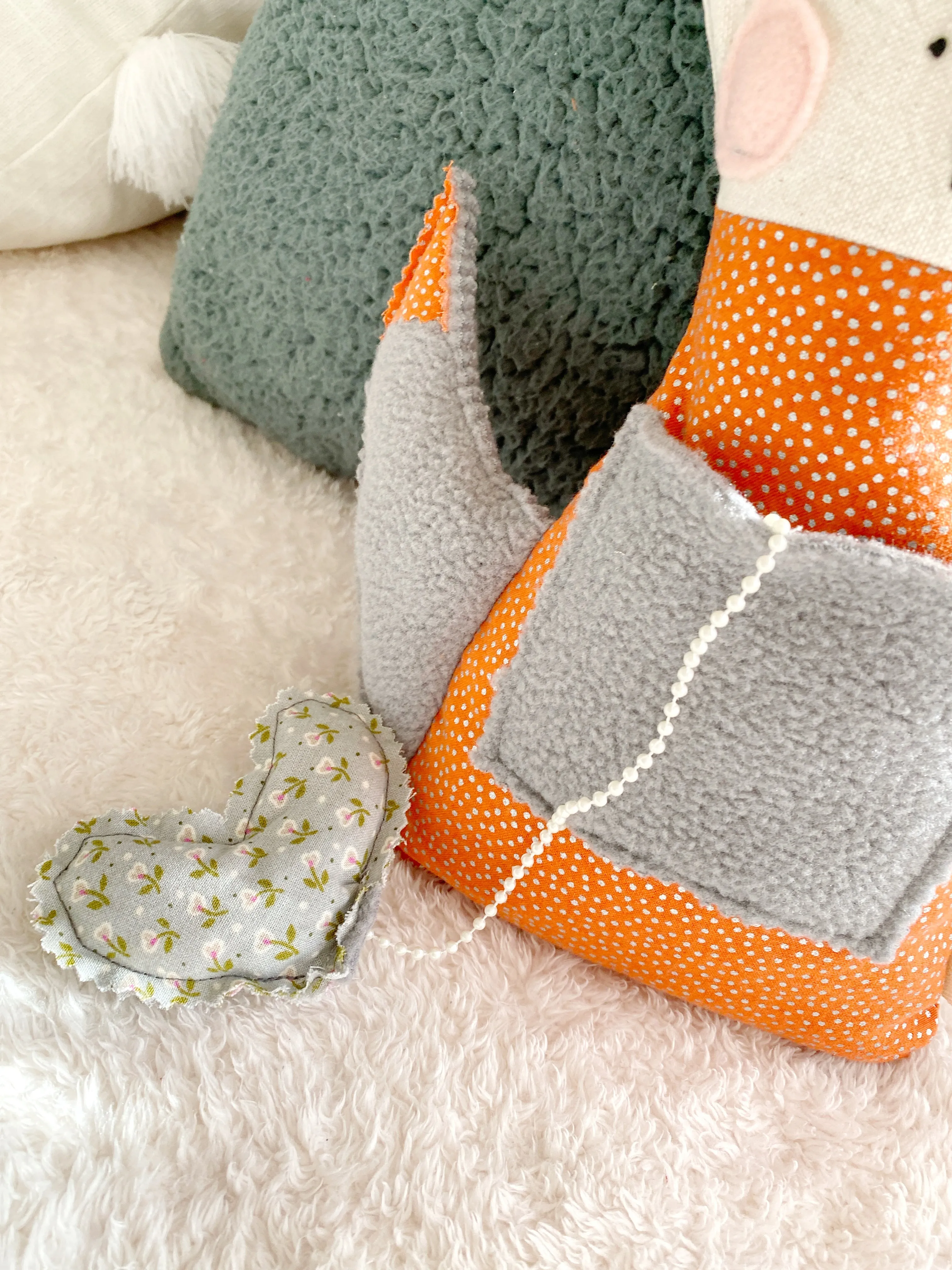 Creative Cuddles, Orange with Silver Dots Fox Animal for Kids, Children's Sensory Stuffed Animal, Upcycled Stuffed Fox for Kids