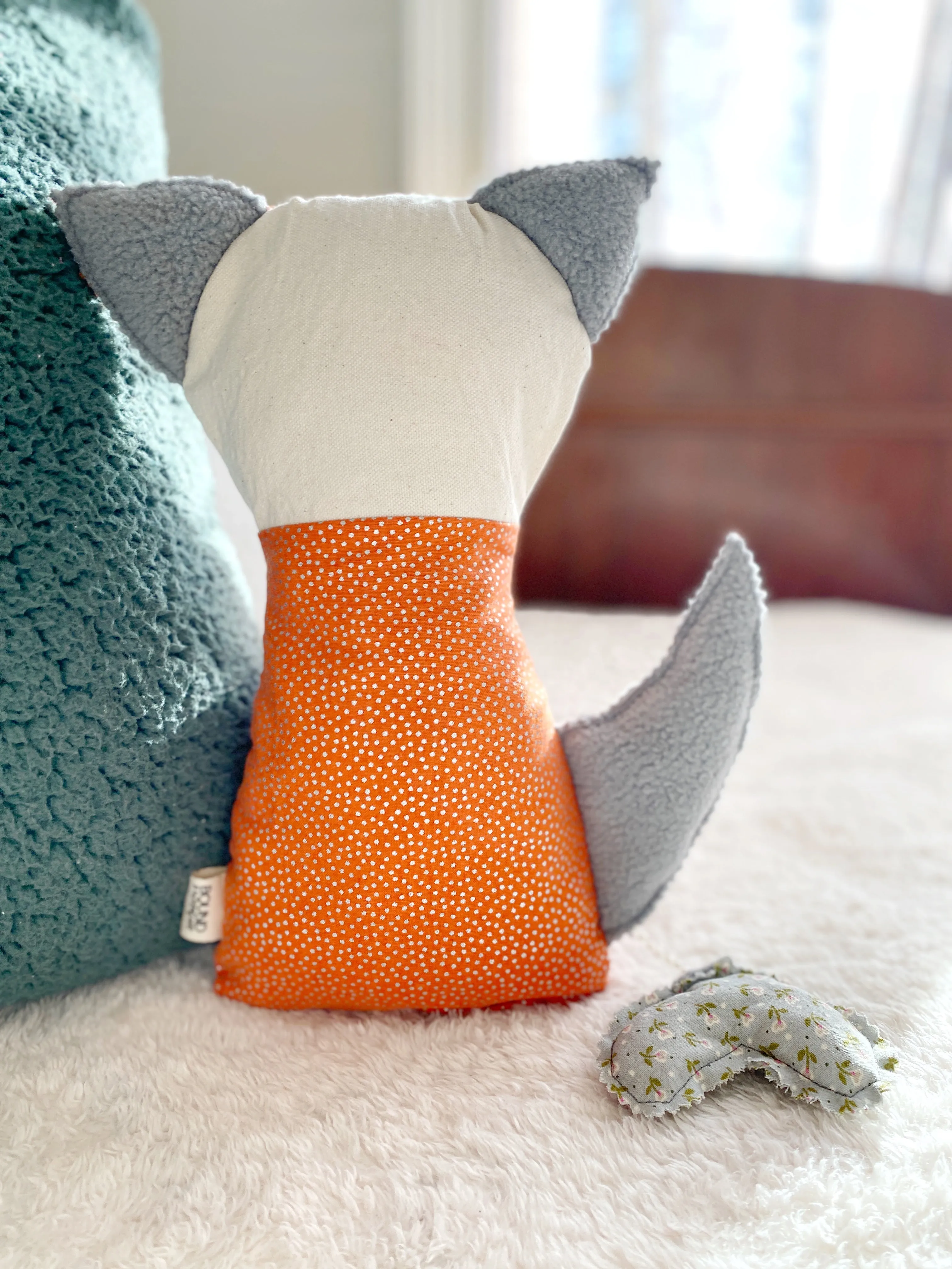Creative Cuddles, Orange with Silver Dots Fox Animal for Kids, Children's Sensory Stuffed Animal, Upcycled Stuffed Fox for Kids