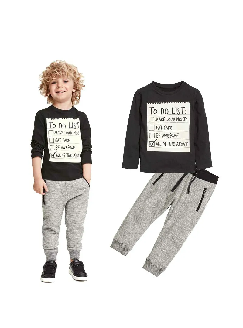 Dark Grey Long Sleeve T-shirt   Casual Long Pants