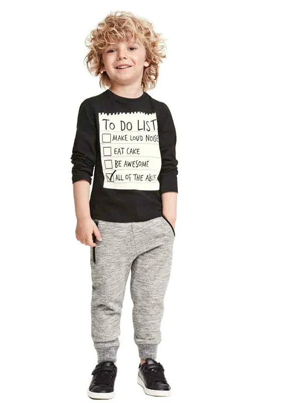 Dark Grey Long Sleeve T-shirt   Casual Long Pants
