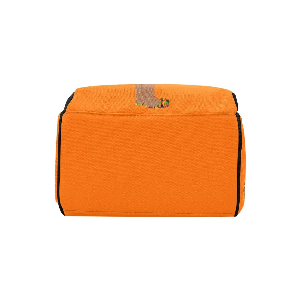 Designer Diaper Bag - Ethnic African American Baby Girl - Orange Multi-Function Backpack