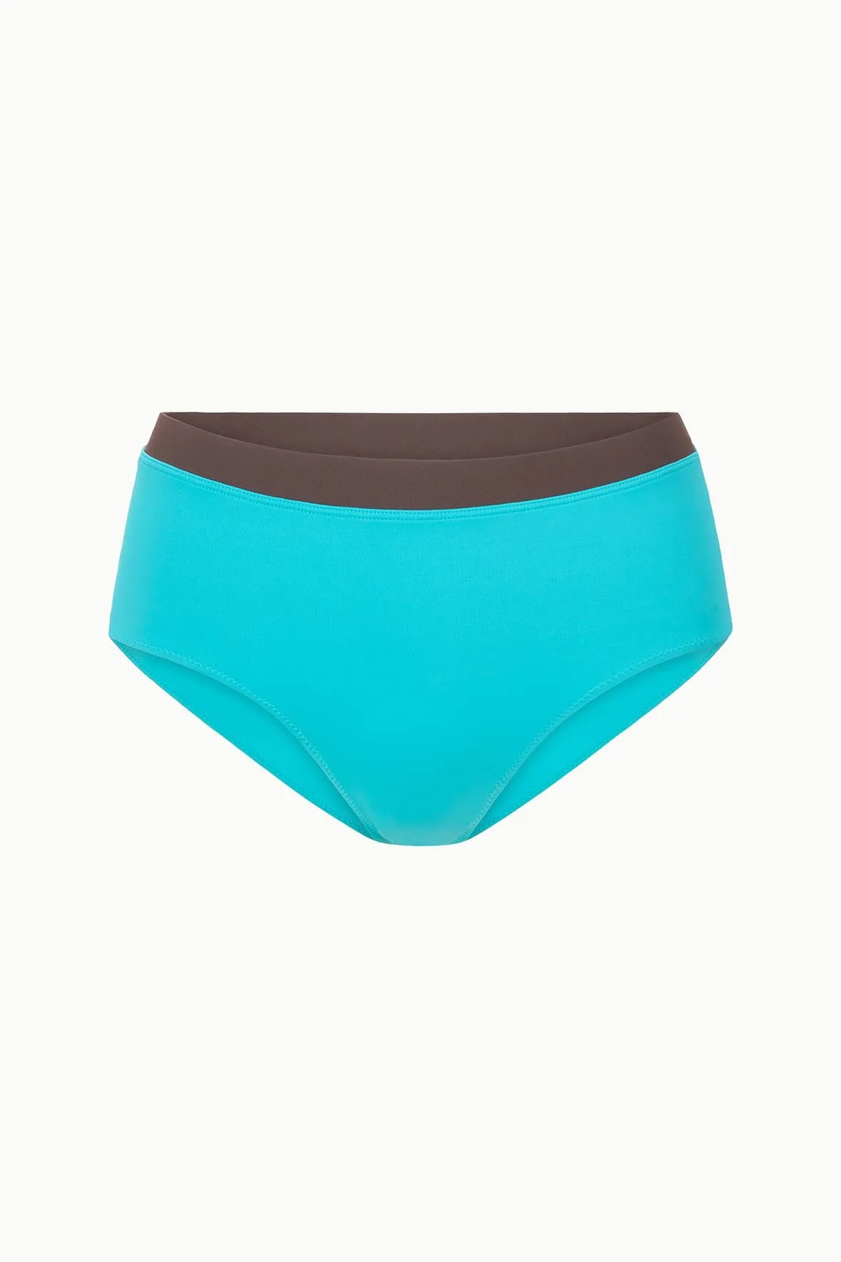 DEVON HIGH RISE BIKINI BOTTOM | TEAL DARK CHOCOLATE