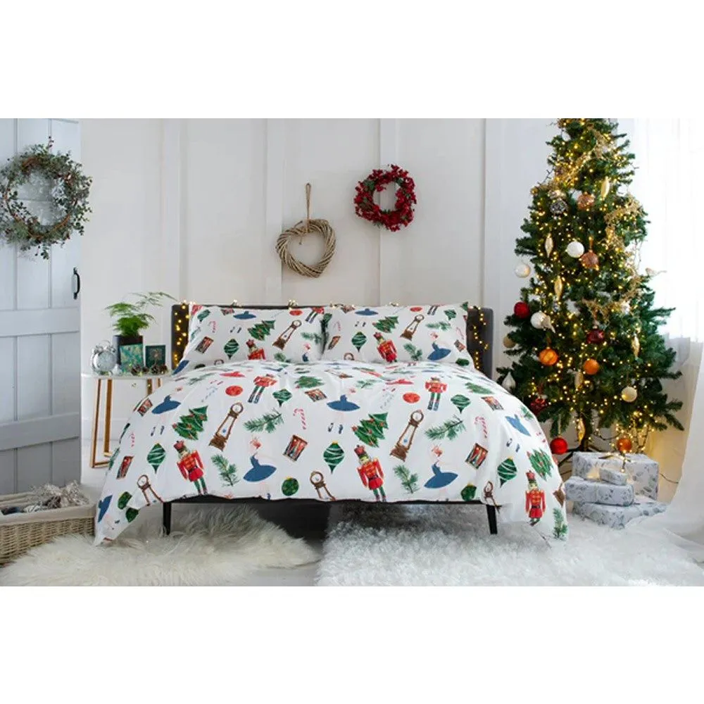 Deyongs 230cm White Christmas Toys King Duvet Set