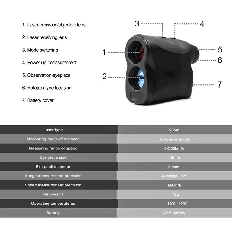 Digital Monocular Telescope Laser Rangefinder 600m/1000m Distance Meter 6X Speed Tester For Golf Sport, Hunting, Survey