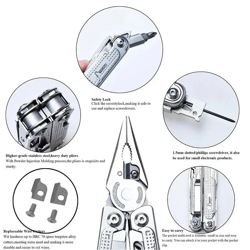 DOKOYU 20 in 1 7CR17 Multi Tools Pliers Set Gifts for Men Professional Multi-tool for DIY Outdoor Camping EDC Tools Swiss