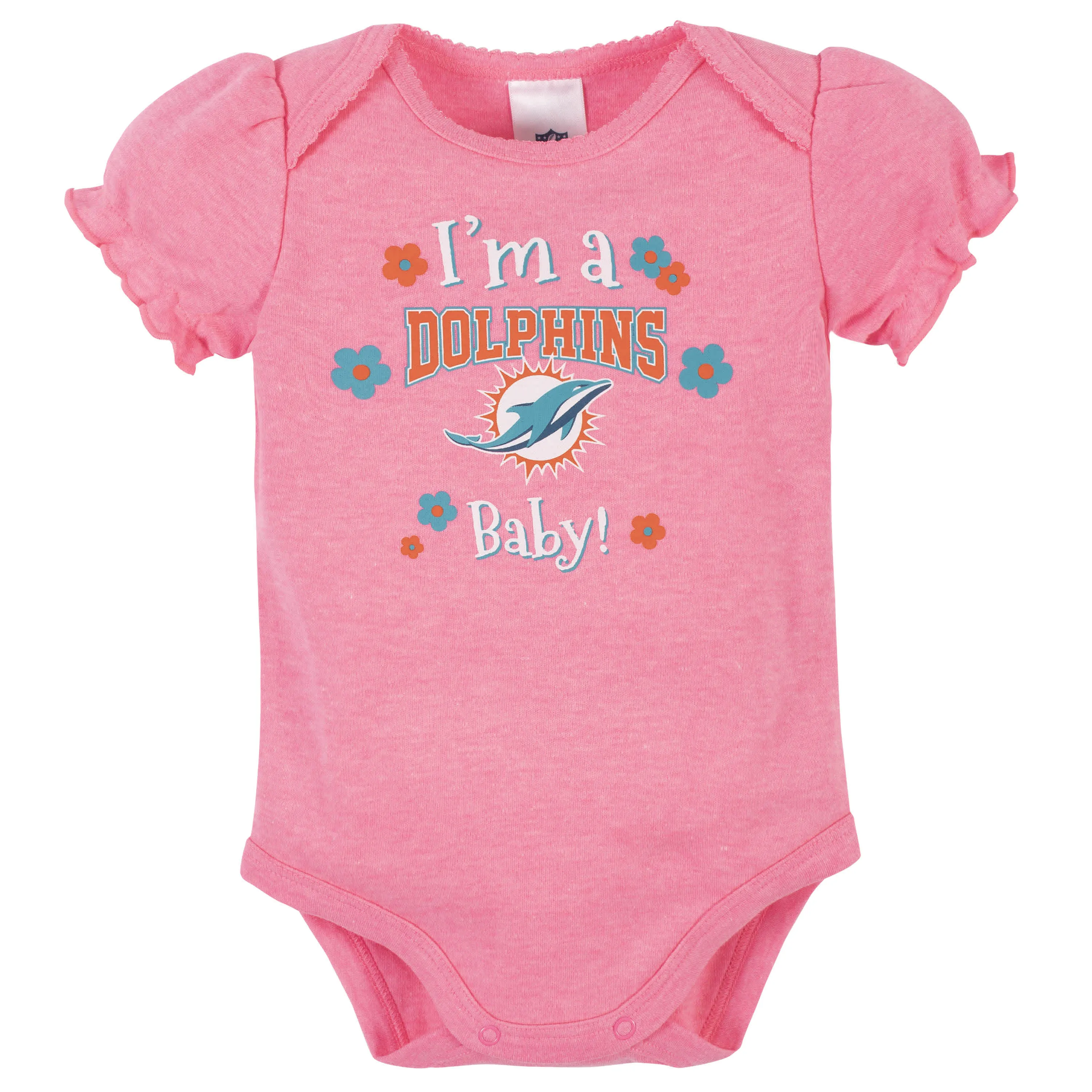 Dolphins Girls Shine 3-Pack Short Sleeve Bodysuits
