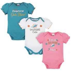 Dolphins Girls Shine 3-Pack Short Sleeve Bodysuits