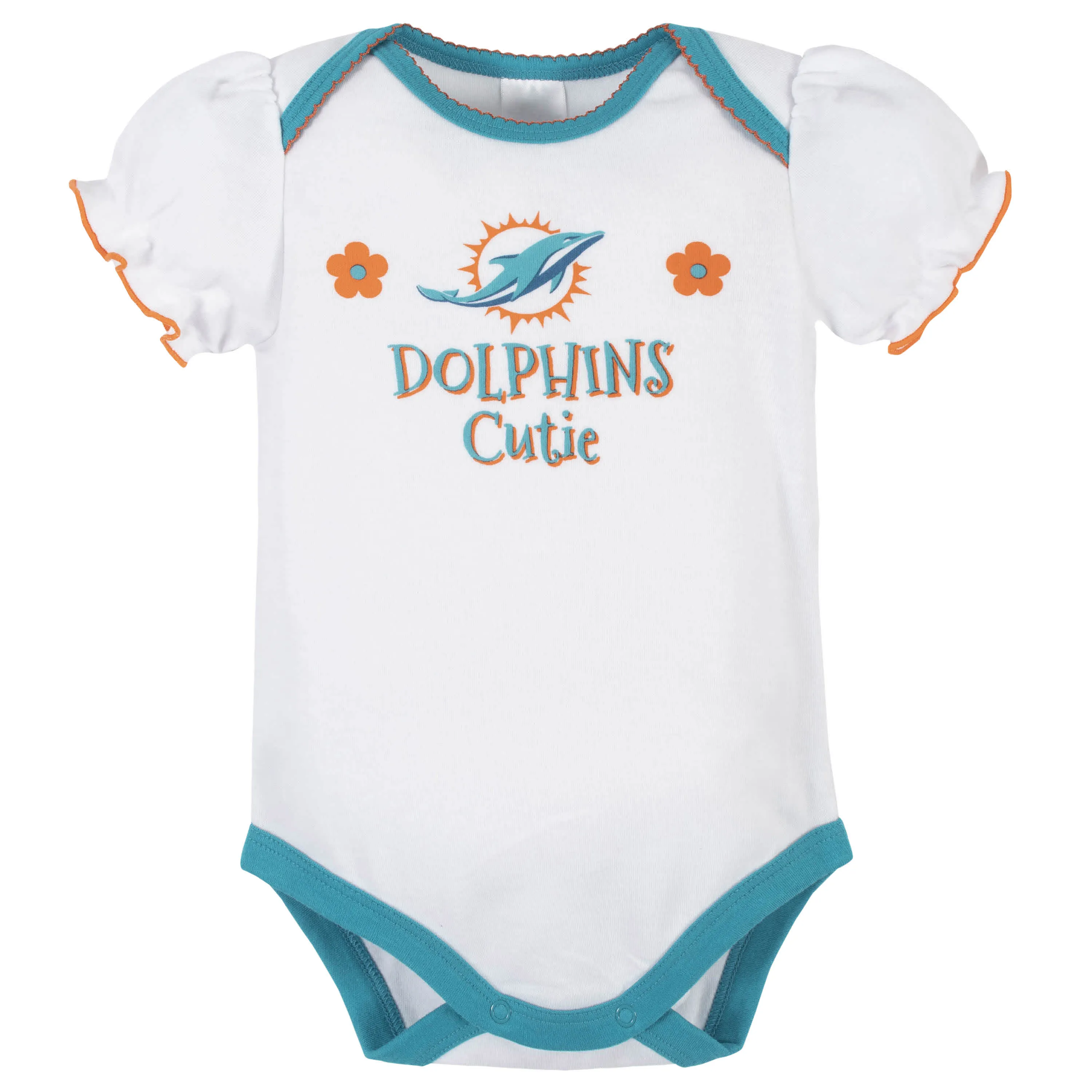 Dolphins Girls Shine 3-Pack Short Sleeve Bodysuits