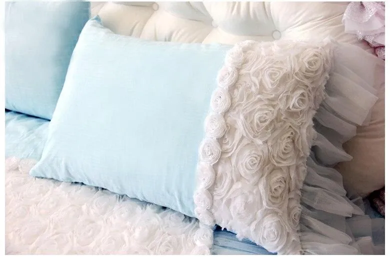 Elegant 3D Rose Pattern White Wedding Bedding Set for a Romantic Bedroom Retreat