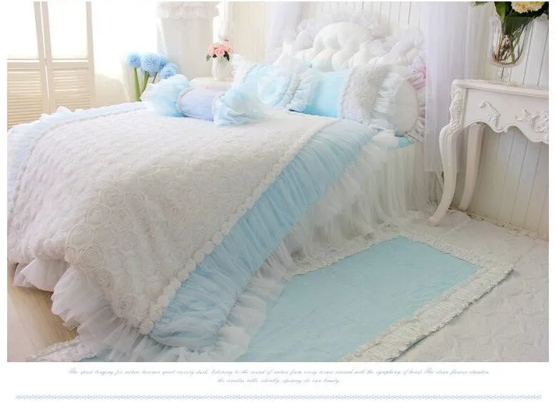 Elegant 3D Rose Pattern White Wedding Bedding Set for a Romantic Bedroom Retreat